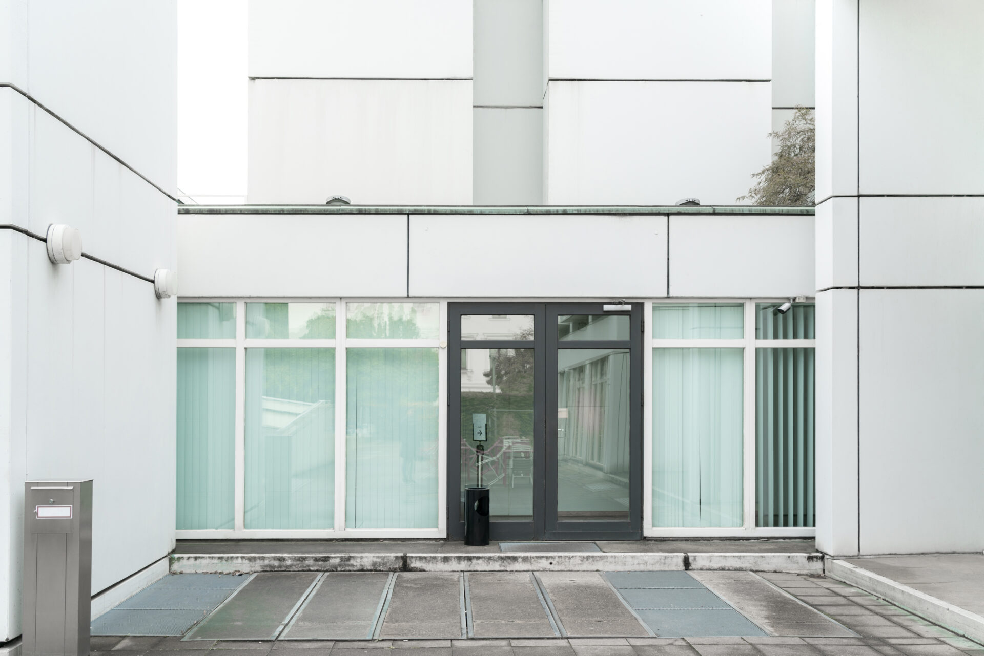 White building with large windows